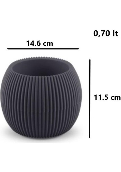 KRS-363 Plastik Mercan Kaktüs Saksı 0.7 Litre Antrasit 6 Adet fiyatları