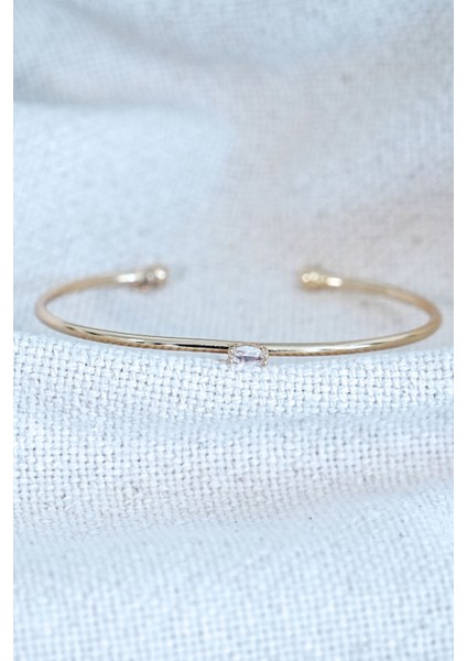 Gold Renk Kelepçe Model Zirkon Taşlı Çelik Bileklik Kaliteli modelleri