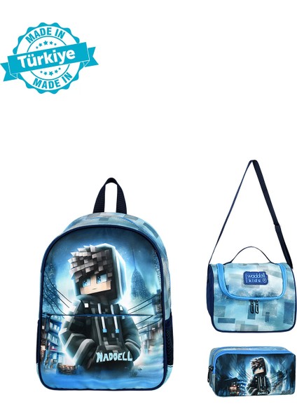 Royalglow Kombin Robloks Anaokul Çantası Termal Beslenme Kalemlikli Set