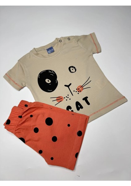 Erkek Bebek Cat Baskılı Şortlu Takım modelleri