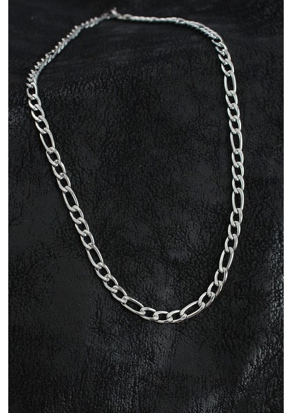 316L Çelik Kalın Figaro Zincir Model Gümüş Renk Erkek Kolye - TJ-ERK1394