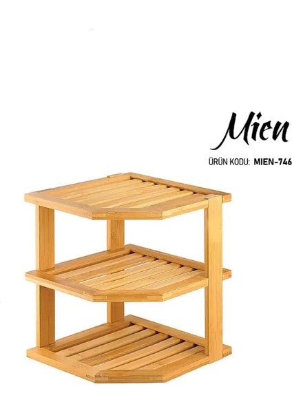 Mien Bambu 3 Katlı Köşe Raf
