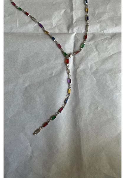 Gümüş Renkli Taşlı Y Kolye fiyatları