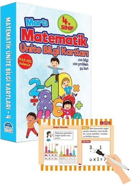 4. Sınıf Matematik Ünite Bilgi Kartları - Yaz Sil Kalemli
