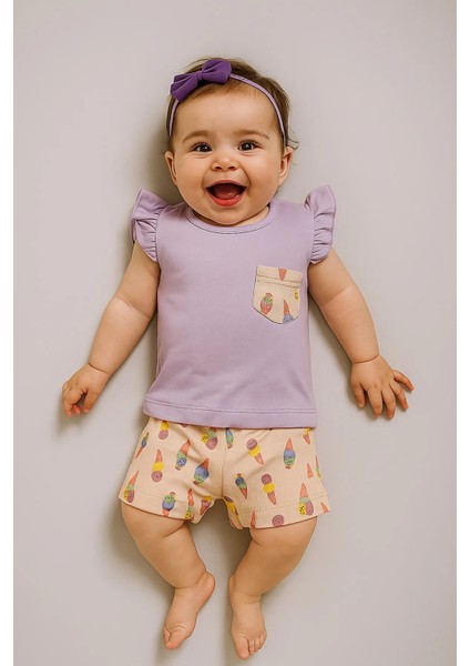 Kız Bebek Şortlu Dondurmalı 2 Li Takı