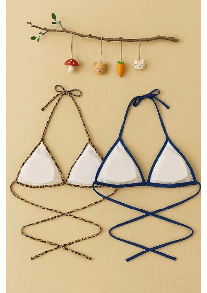 - Kadın Leopar Desenli ve Mavi Minimal Kesim Üçgen Bikini Üstü fırsatları