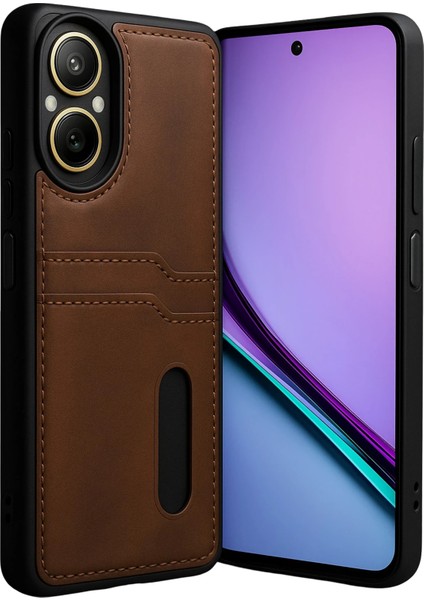 Realme 12 Lite Kılıf Sara Kartvizitli Deri Kılıf - Taba Gnzrz