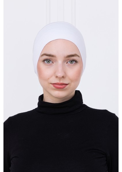 Pratik Geçmeli Beyaz Boru Bone Kaymaz Önü Dikişsiz Kadın Tesettür Hazır Iç Bone modelleri