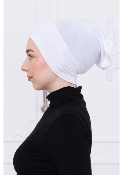 Pratik Geçmeli Beyaz Boru Bone Kaymaz Önü Dikişsiz Kadın Tesettür Hazır Iç Bone fırsatları