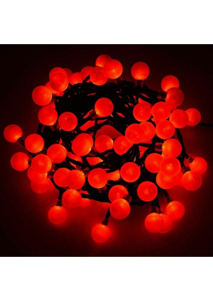 5 M 28 LED Kırmızı Işık Siyah Kablo Fişli