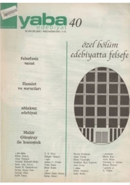 Yaba Edebiyat Dergisi Sayı: 40