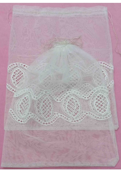 Düz Güpür Desenli Tül Kese 31*41 cm Ebatında 4 Adettir Hediyelik Bohçalık Çeyizlik modelleri