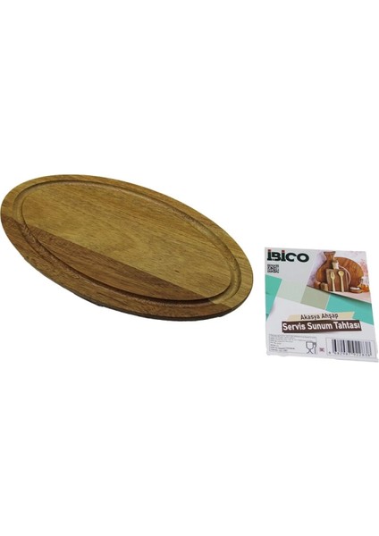 Akasya Oval Ahşap Servis Sunum Tepsi - Tahtası Mini Tepsi 25 x 14 x 1.4cm (4887)