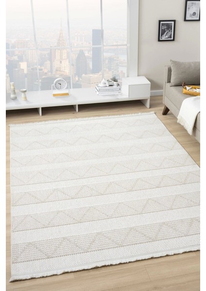 Krem Bej Yumuşak Dokuma Halı Kilim Salon Mutfak Koridor Yolluk Dokuma Makine Halısı 0017