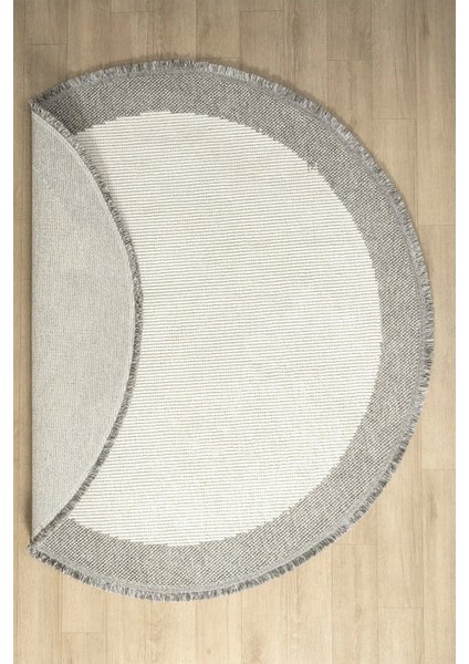 Beyaz Gri Yumuşak Daire Yuvarlak Halı Salon Mutfak Koridor Yolluk Dokuma Makine Halısı 0020 Daire