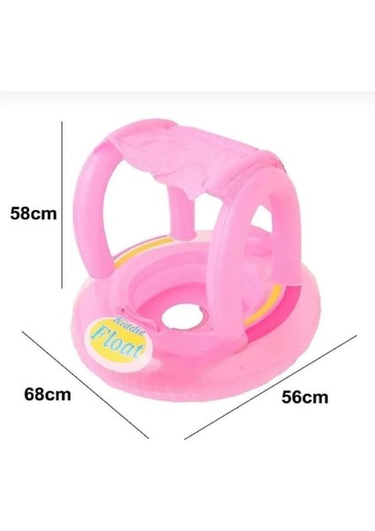 Pembe Gölgelikli Ayak Geçmeli Bebek Yüzme Simidi