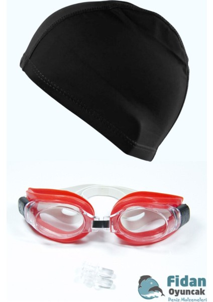 Renkli Havuz Yüzme Seti: Gözlük, Kulak Tıkacı ve Likralı Bone Kombini