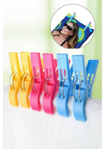 6 Adet Büyük Boy Plaj Havlusu ve Şezlong Mandalı Seti, Turuncu fiyatları