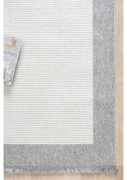 Beyaz Gri Yumuşak Dokuma Halı Bordürlü Salon Mutfak Koridor Yolluk Dokuma Makine Halısı 0020 indirimleri