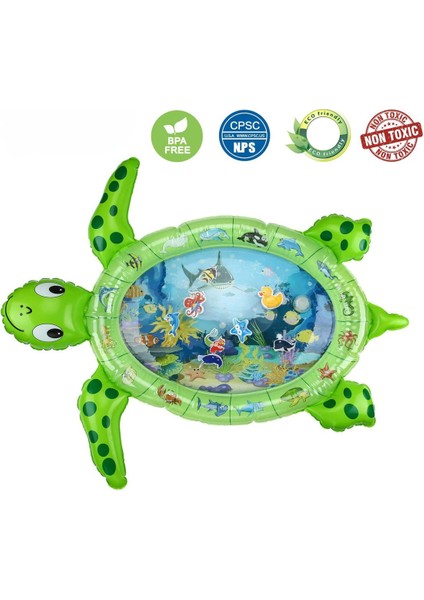 Yeşil Bebek Su Oyun Matı Tummy Time Aktivite Oyuncağı ve Su Havuzu