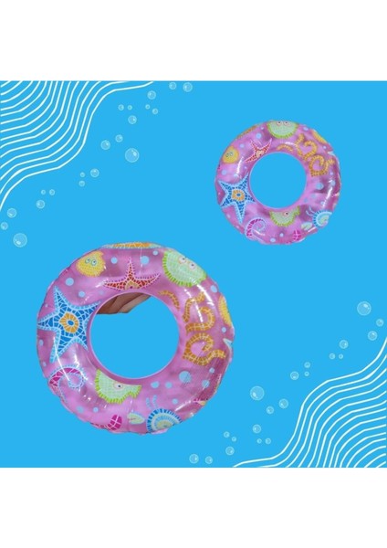 Renkli Hayvan Desenli Çocuk Yüzme Simidi 50 Cm, Yüzme Öğrenenler Için Eğlenceli ve Güvenli