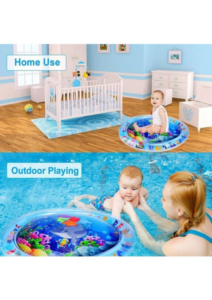 Mavi Pvc Şişme Su Oyun Matı, Bebek ve Çocuklar Için Eğlenceli ve Geliştirici