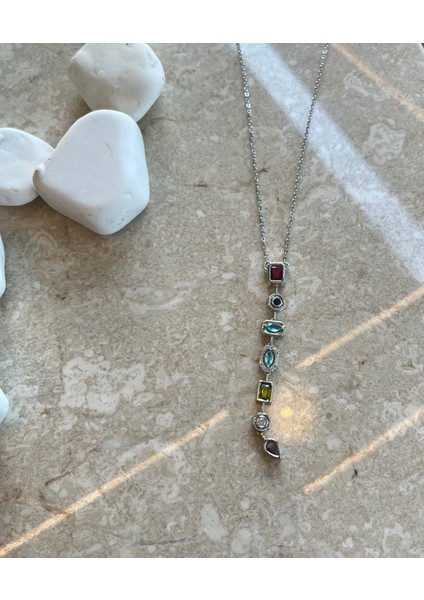 Renkli Zirkon Taş Kadın Yeni Trend Y Kolye Model fiyatları