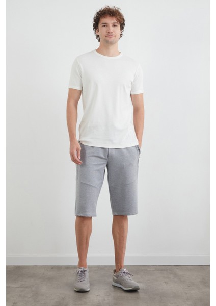 Beli Lastikli Cebi Fermuarlı Yazı Baskılı Kapri