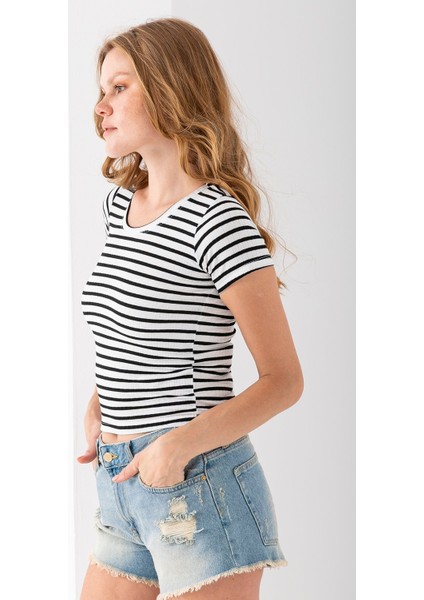 Kadın Bisiklet Yaka Çizgili Basic Body Siyah - 25509 fiyatları