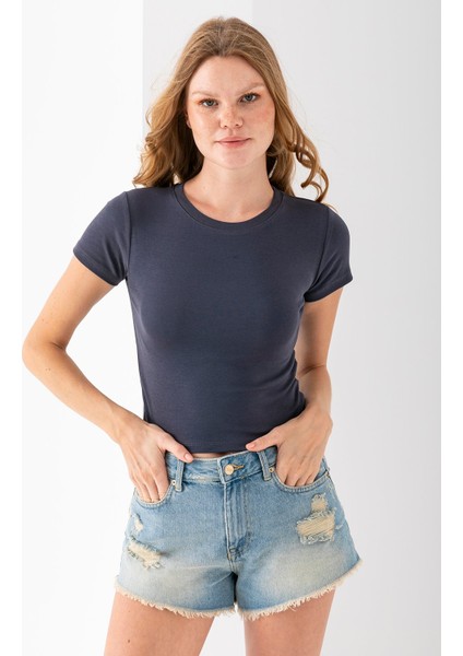 Kadın Bisiklet Yaka Pamuklu Basic Body Füme - 25873 fiyatları