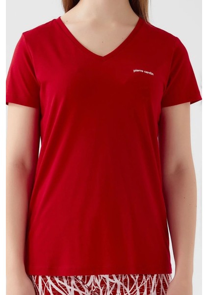 %100 Pamuk V Yaka Kadın Kapri Pijama Takım 8610 fırsatları