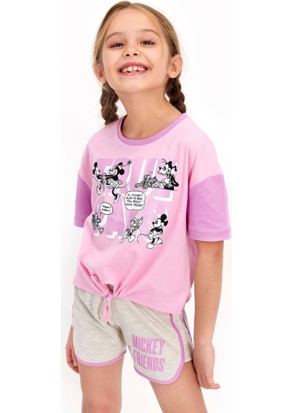 Kız Çocuk Toz Pembe Şort Takım