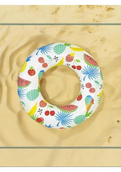 3-6 Yaş Çocuklar Için Meyve Desenli Su Simidi, 61 Cm, Renkli, Havuz Eğlencesi