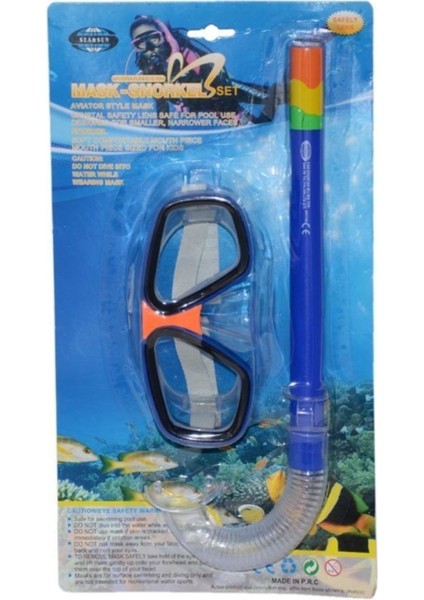 Turuncu Gözlük ve Şnorkel Seti, Deniz Macerası Için Renkli Takım