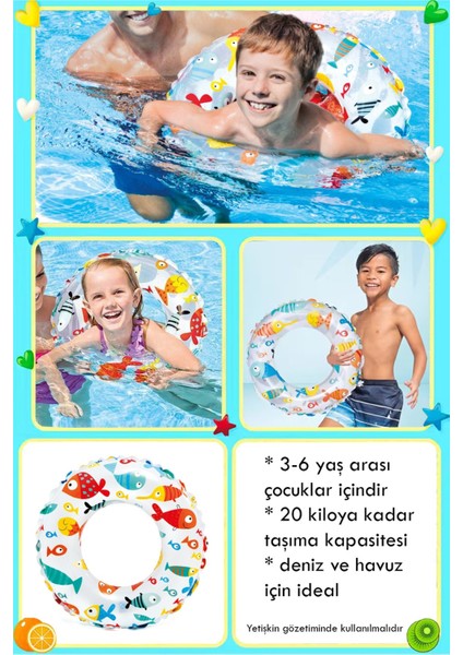 Çocuklar Için Renkli 3'lü Yüzme Yardımcı Seti Can Yeleği, Simit ve Kolluk fırsatları
