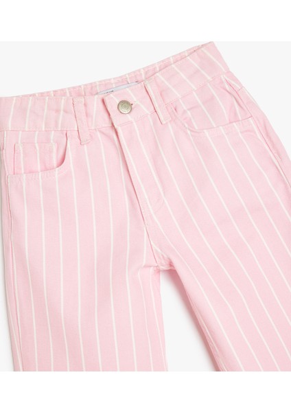 Yeni Sezon Pamuklu Cepli Çizgili Denim Pantolon modelleri