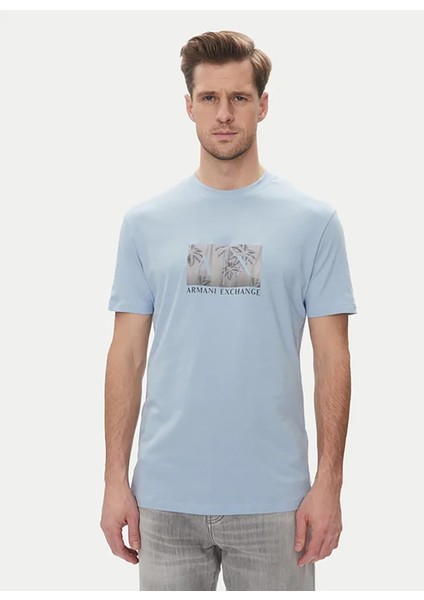 Bisiklet Yaka Açık Mavi Erkek T-Shirt XM000555 AF10358 U9360 T-Shırt fiyatları