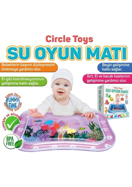 Renkli Bebek Su Matı ve Tummy Time Aktivite Oyuncağı, Eğlenceli Su Havuzu 1+ Yaş fırsatları