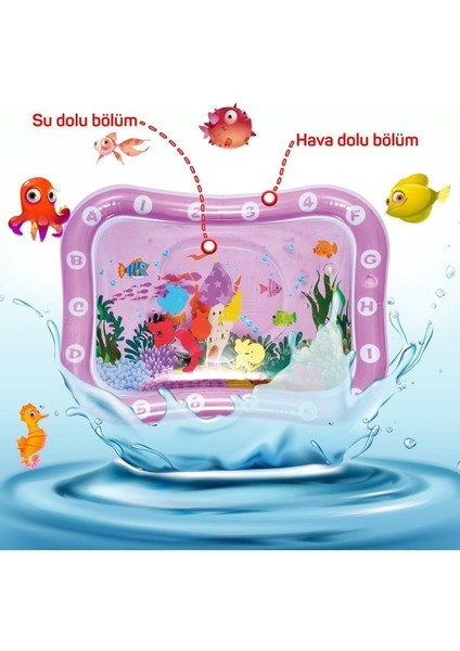 Renkli Bebek Su Matı ve Tummy Time Aktivite Oyuncağı, Eğlenceli Su Havuzu 1+ Yaş indirimleri
