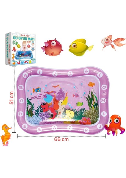 Renkli Bebek Su Matı ve Tummy Time Aktivite Oyuncağı, Eğlenceli Su Havuzu 1+ Yaş