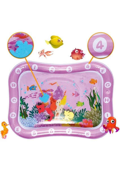 Renkli Bebek Su Matı ve Tummy Time Aktivite Oyuncağı, Eğlenceli Su Havuzu 1+ Yaş