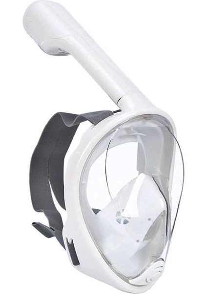 Tam Yüz Dalış Maskesi, Şnorkel ve Maske Seti, Beyaz, Konforlu ve Güvenli Kullanım