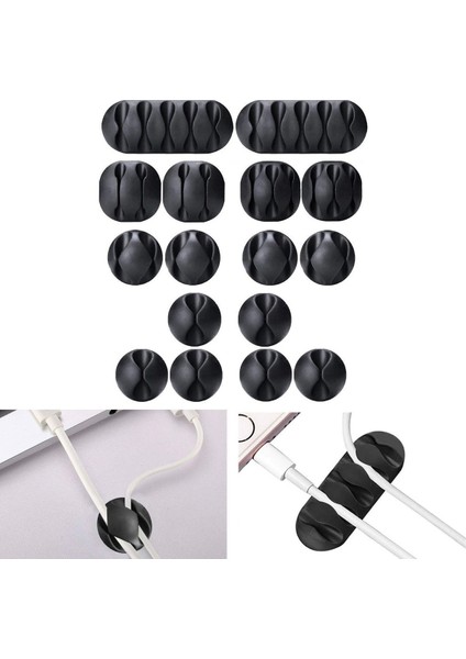 Çok Amaçlı Kablo Tutucu Akrilik Güçlü Yapışkanlı Organizer Düzenleyici 16 Parça Set Kolay Kullanımlı (5047)