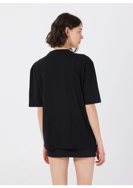 Siyah Kadın Bisiklet Yaka Regular Fit T-Shirt 3F8NL107B indirimleri
