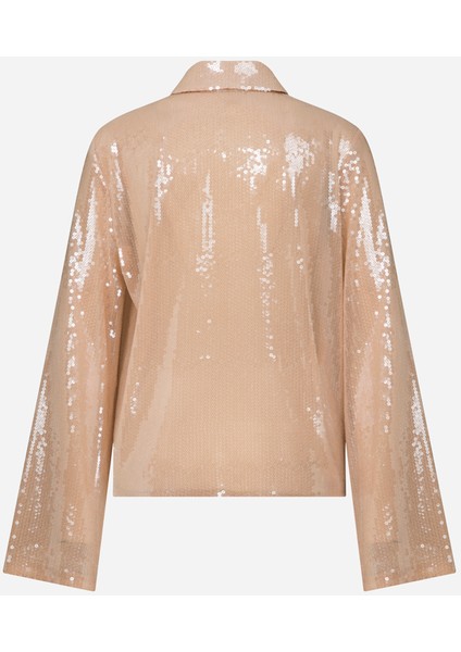 Ila Gömlek Yaka Payetli Bej Kadın Bluz IWPR25JSH01 fiyatları