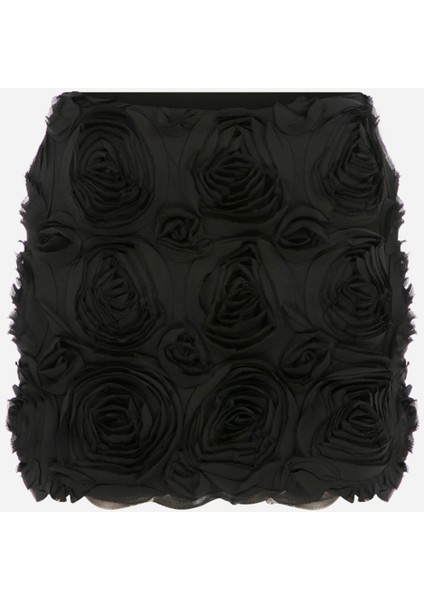 Ila Normal Bel Siyah Kadın Desenli Mini Etek IWPR25WSK07