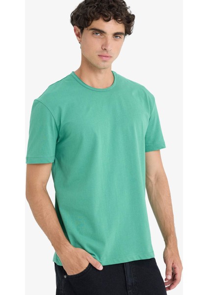 %100 Pamuk Regular Fit Bisiklet Yaka Kısa Kollu Ağır Kumaş Tişört D5481AX25SP