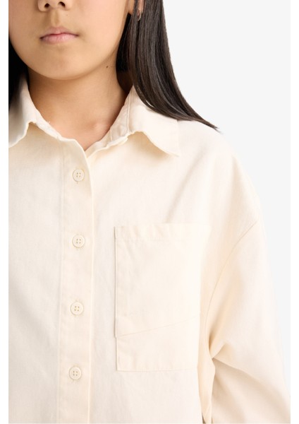 Kız Çocuk Oversize Geniş Kalıp Pamuklu Uzun Kollu Gömlek E9740A825AU indirimleri