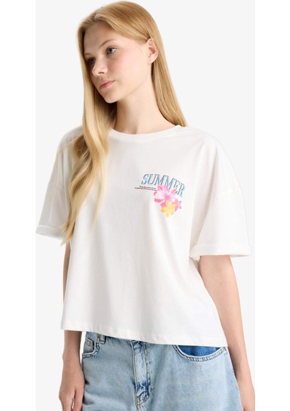 Coool Oversize Geniş Kalıp Bisiklet Yaka Sırt Baskılı Kısa Kollu Tişört F7913AX25AU fırsatları