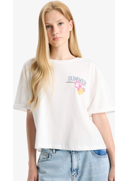 Coool Oversize Geniş Kalıp Bisiklet Yaka Sırt Baskılı Kısa Kollu Tişört F7913AX25AU indirimleri